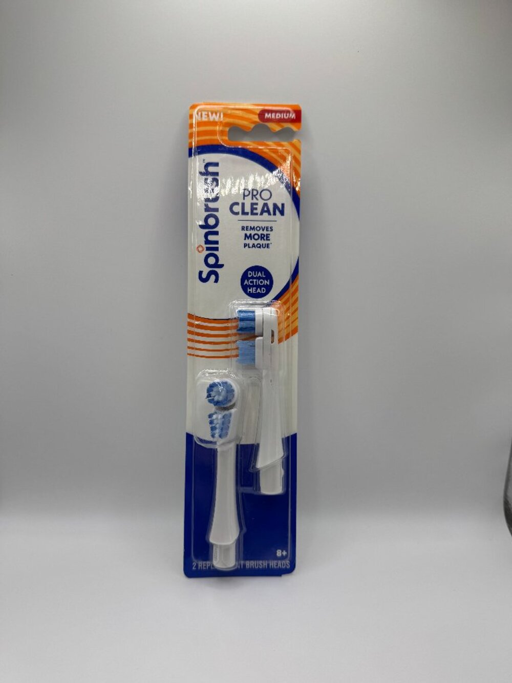 Spinbrush Pro Clean MEDIUM Toothbrush Replacement Heads New 2 Brush Heads